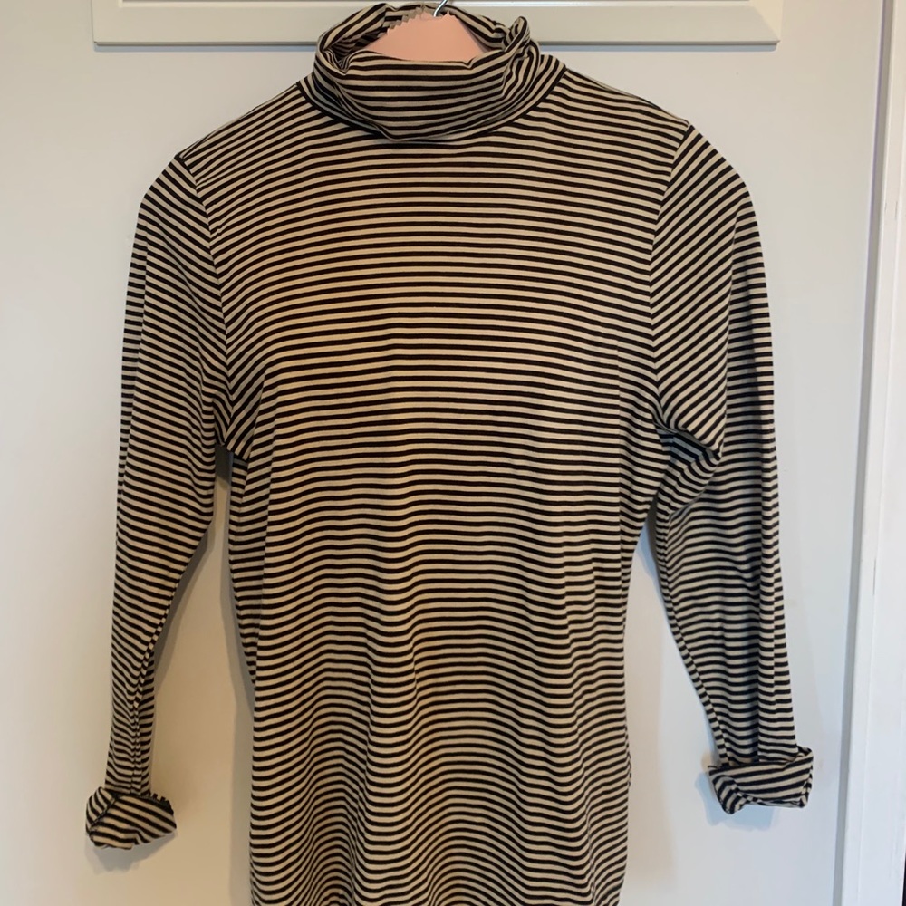 Black/Beige striped turtleneck